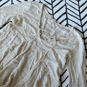 Altar'd State V-Neck Flowy Cream Blouse